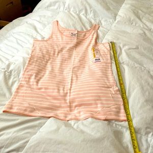 NWT Faded Glory Peach & White Striped Tank Top, Size Lg/12-14